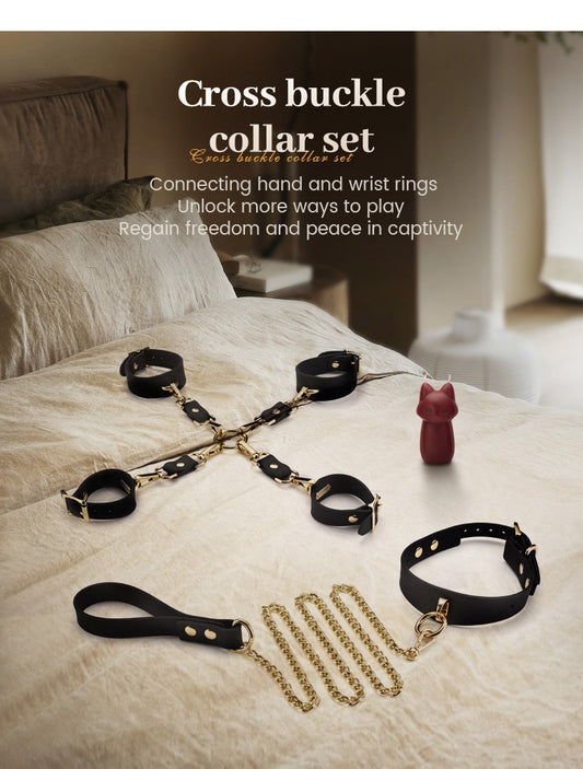 Silicone Handcuff, Anklecuff and Collar chain set