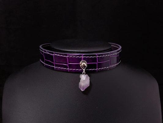 Leather Hand-made Collar [Lavender]