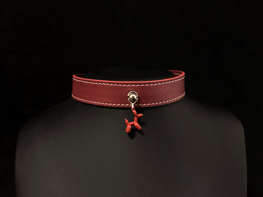 Leather Hand-made Collar [Dark Red]