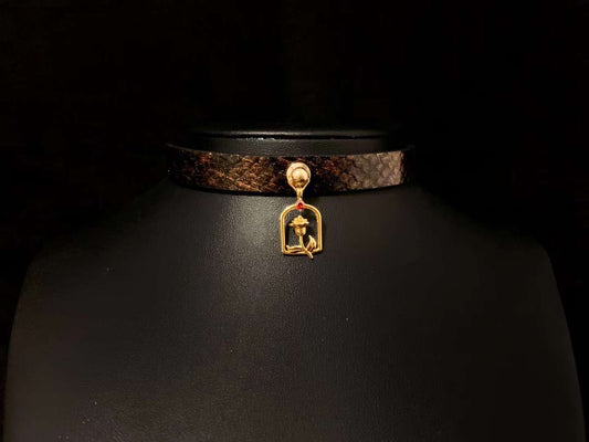 Leather Hand-made Collar [Rose in Cage]
